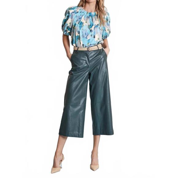NEW TYLER BOE rebecca pleather crop pants in brunswick